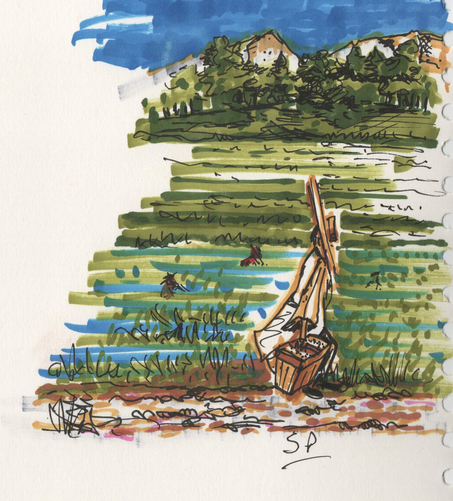 “Paddy Fields” - Pen Drawing - 160x180mm - 2024