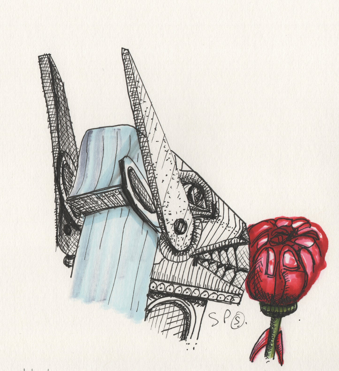 “Robot Sphinx” - Pen Drawing - 160x180mm - 2024