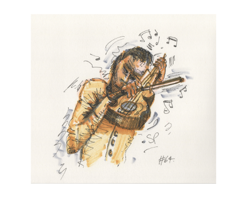 “The Violinist” - Pen Drawing - 220x210mm - 2024