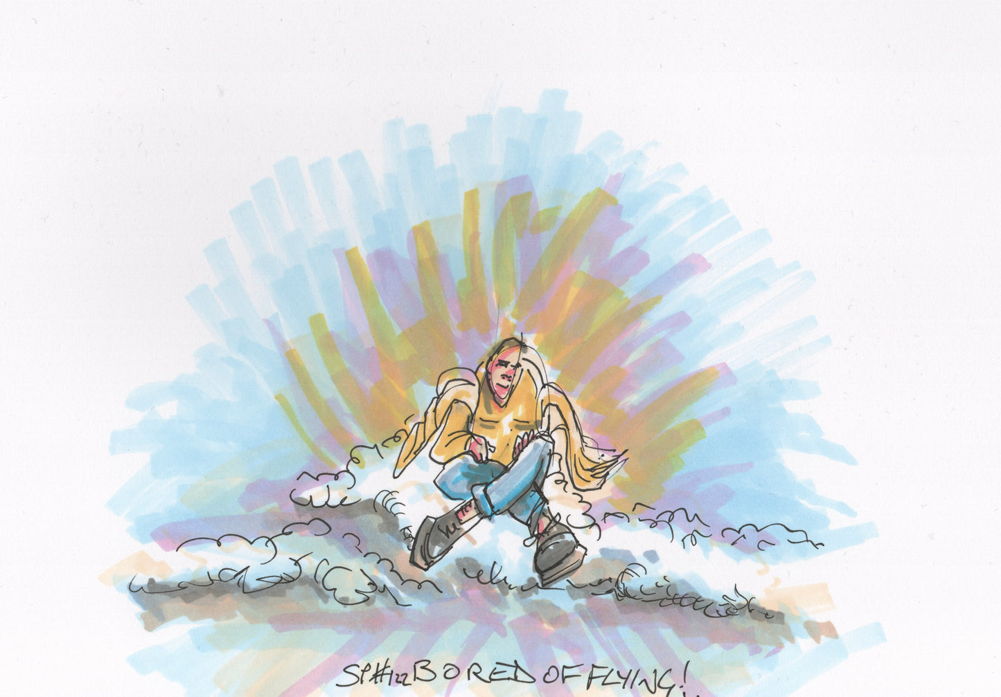 “Bored Of Flying” - Pen Drawing - 220x160mm - 2025