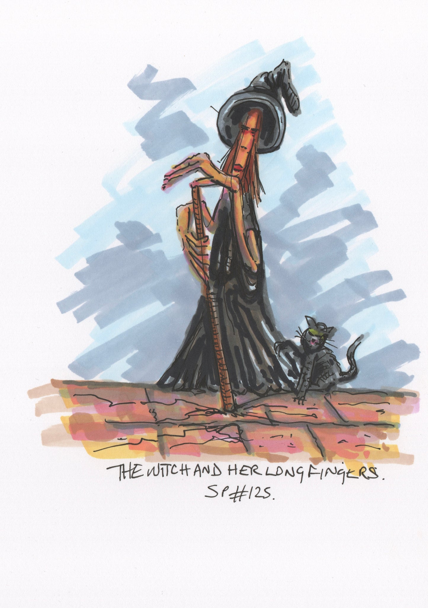 “The Witch And Her Long Fingers” - Pen Drawing - 150x210mm - 2025