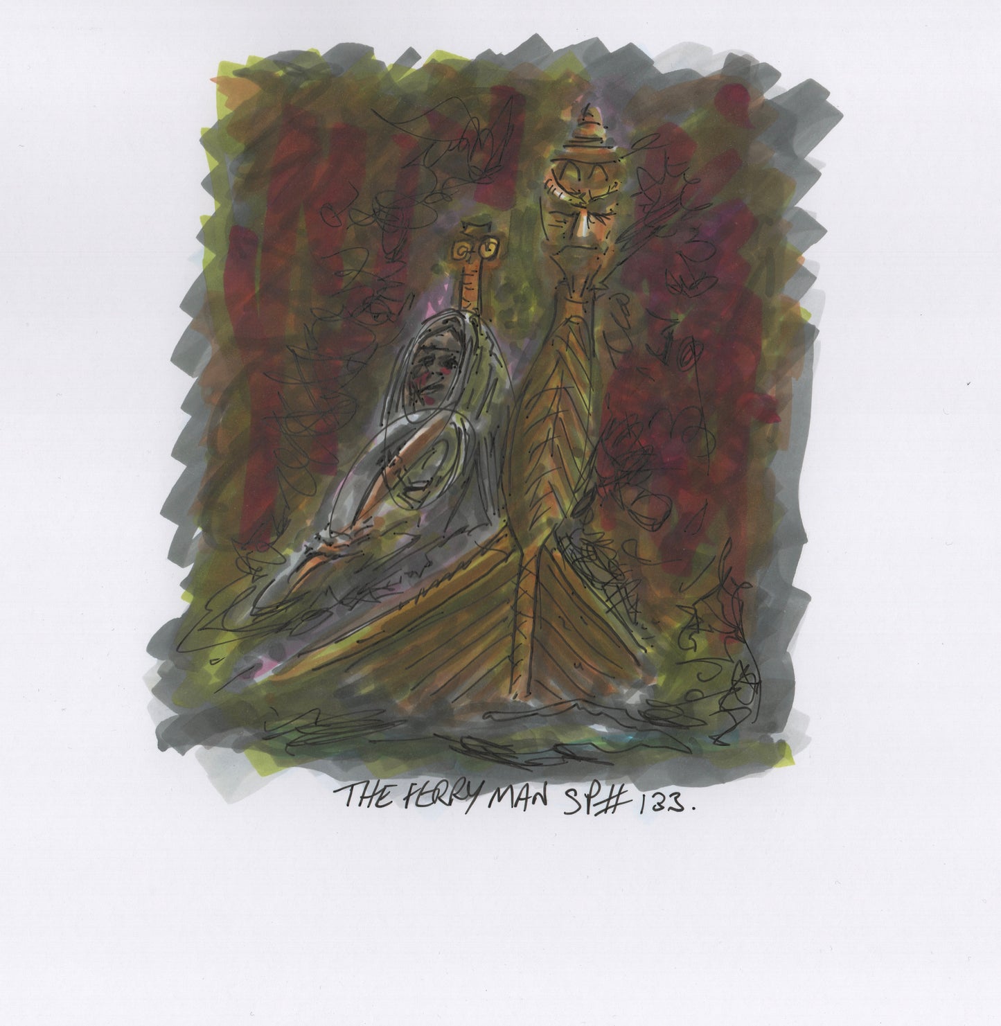 “The Ferryman” - Pen Drawing - 175x190mm - 2025