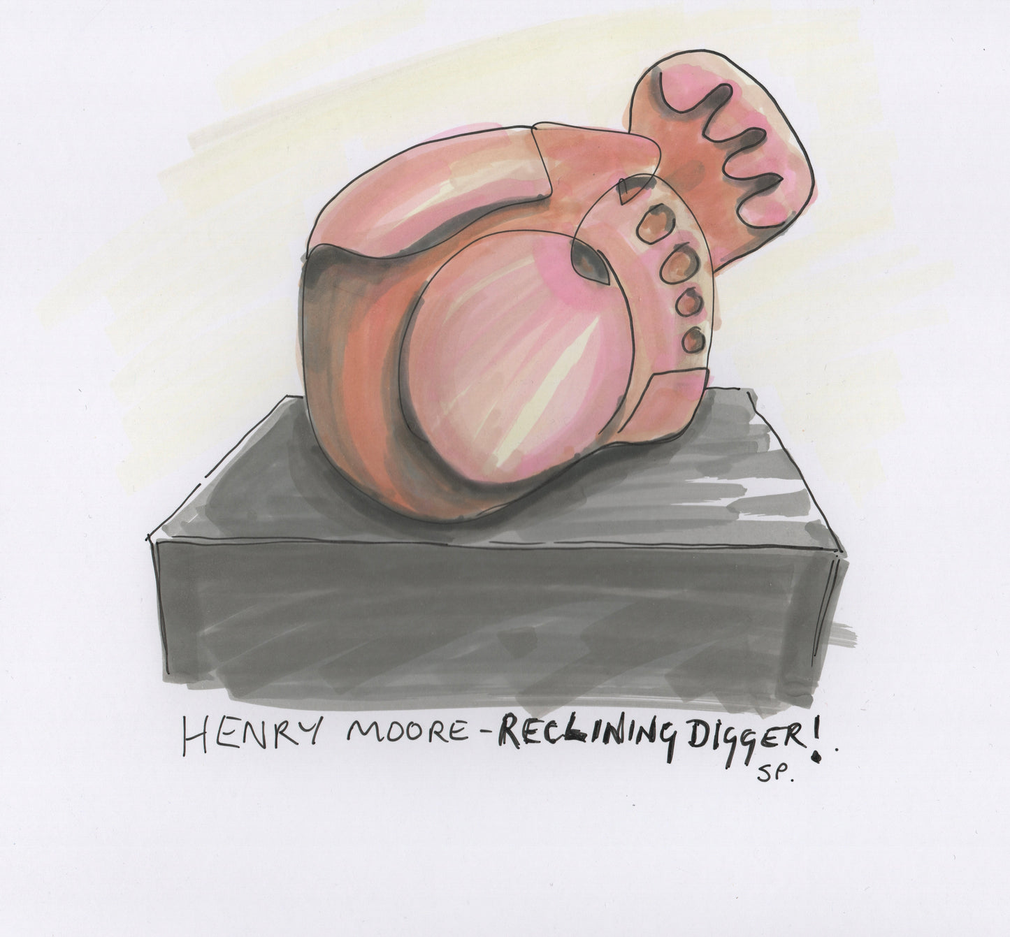 “Reclining Digger” - Pen Drawing - 205x190mm - 2025