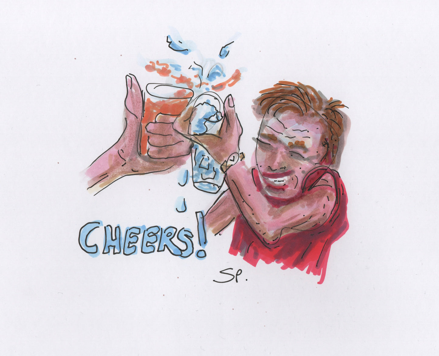 “Cheers” - Pen Drawing - 170x160mm - 2025