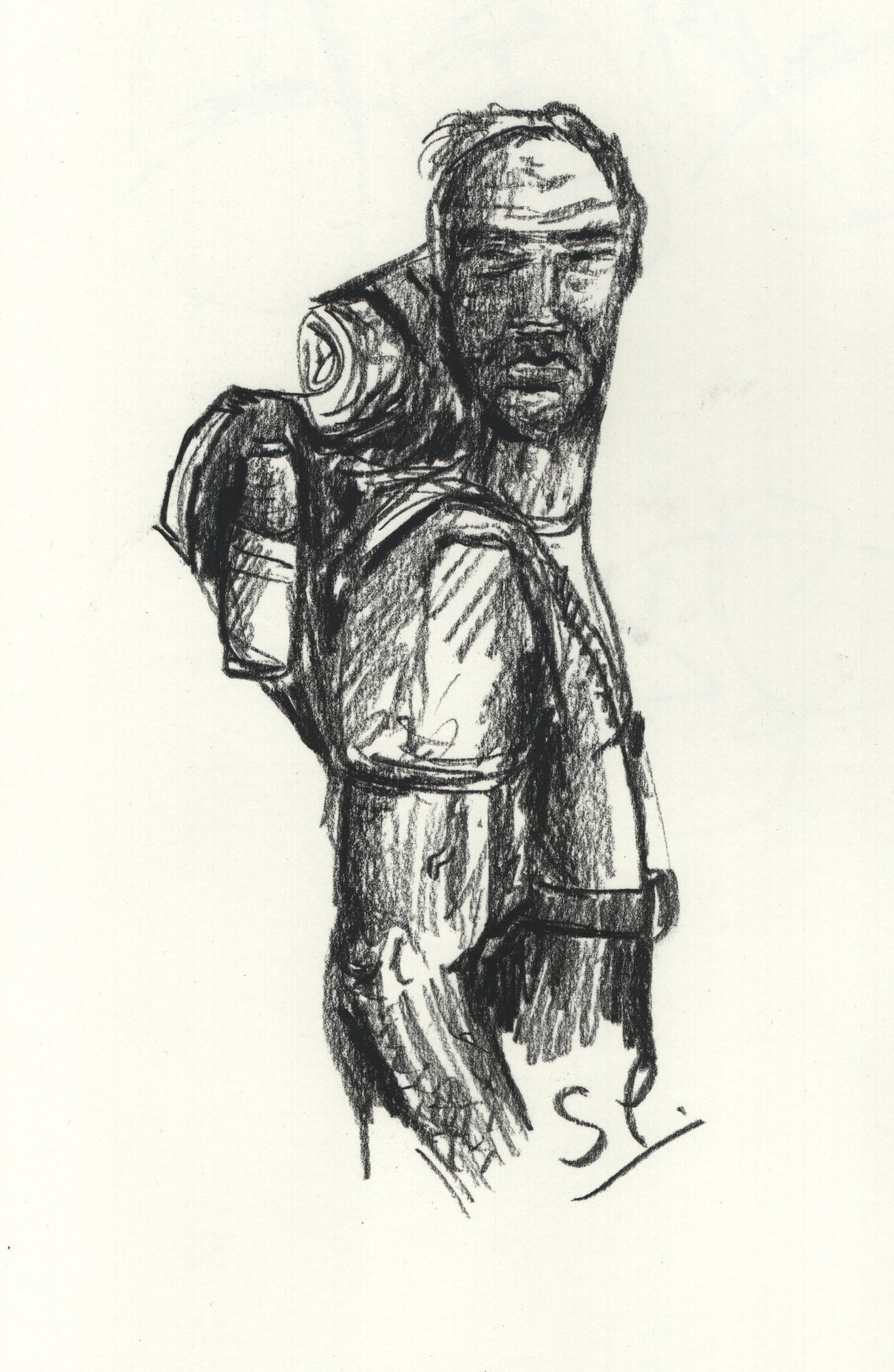 “The Walker” - Conte Crayon - 150x240mm - 2024