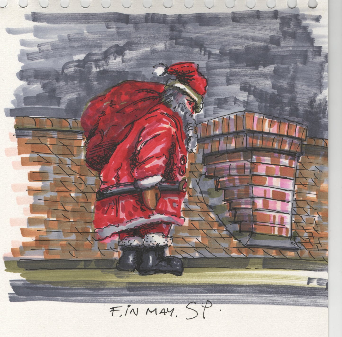 “Santa In May” - Pen Drawing - 205x210mm - 2024