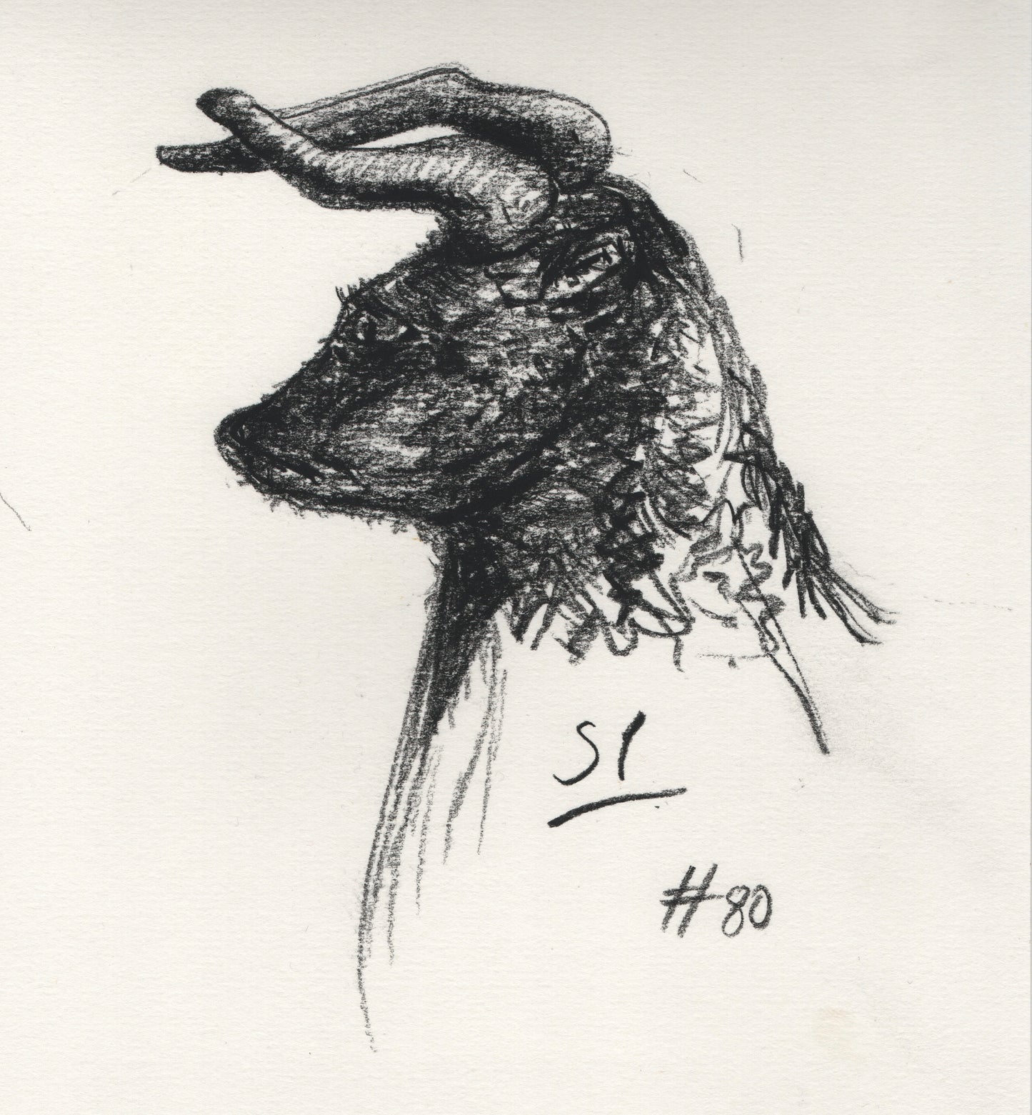 “Horns” - Conte Crayon - 130x180mm - 2024
