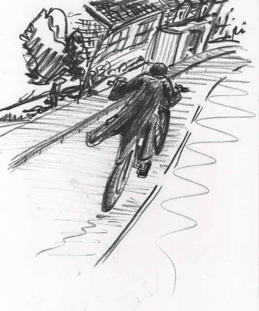 “Speeding Bike” - Conte Crayon - 210x240mm - 2024