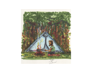 “Camping” - Pen Drawing - 210x220mm - 2024